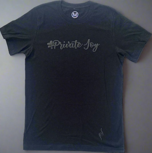 Black on Black Cursive Joy Shirt